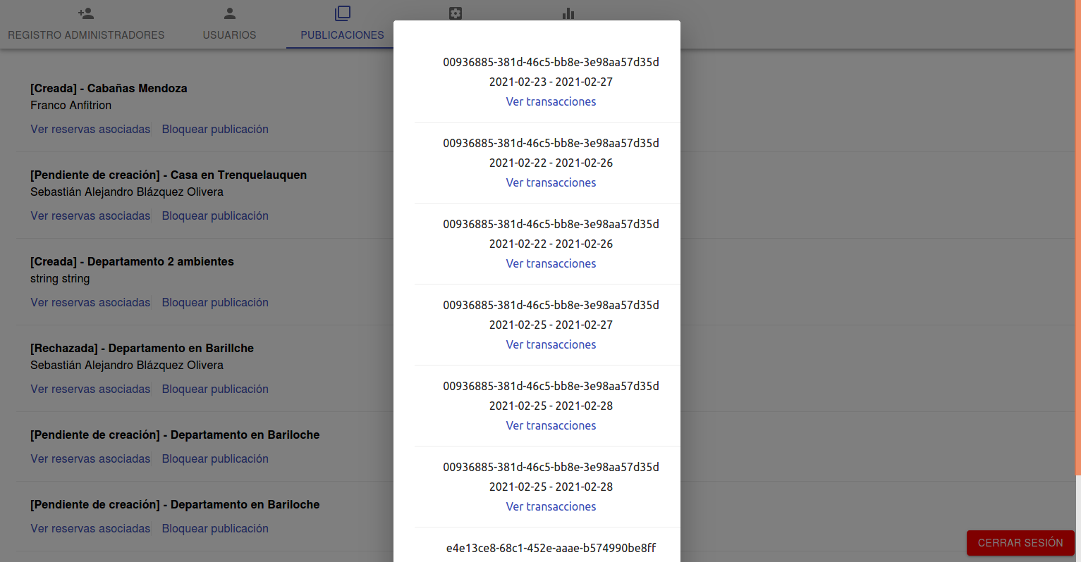 Backoffice Reservas